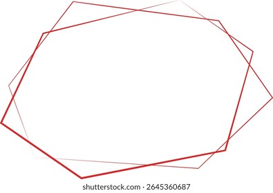 Dubbele lijn Hexagon Frame met rode lijnen op transparante achtergrond