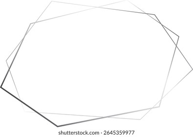 Double Line Hexagon Frame with Silver Lines on Transparent Background