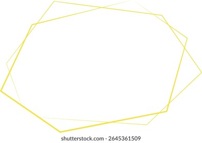 Double Line Hexagon Frame with Yellow Lines on Transparent Background