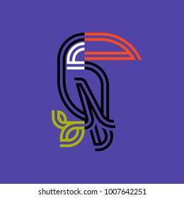 Double line style toucan on purple background