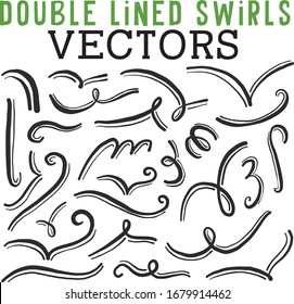 Double lined swirls and flourishes as vectors