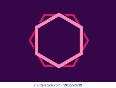 Doble línea de forma hexagonal en diseño de color rosa