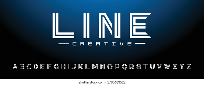 Double lines sans serif concept monogram font. Abstract regular uppercase sport and gaming fonts. Game logo design illustration