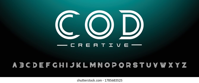 Double lines sans serif concept monogram font. Abstract regular uppercase sport and gaming fonts. Game logo design illustration