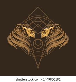 Double Lion Head Vector Illustration