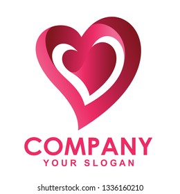 double love logo modern design art - Vector