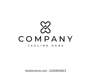 double love together vector logo design