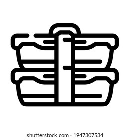 double lunchbox line icon vector. double lunchbox sign. isolated contour symbol black illustration