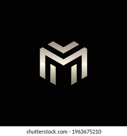 Double M letter logo in hexagon shape