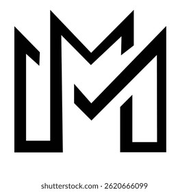doppel m Logo Symbol Häkchen Symbol Minimalistisches Logo Design, stilisiert doppel M, geometrische Formen, schwarz und weiß