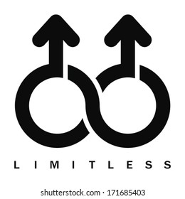 Double male Limitless symbol, vector