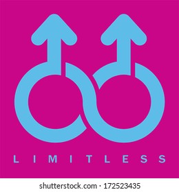 Double male Limitless symbol, vector