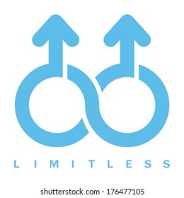 Double male Limitless symbol, vector