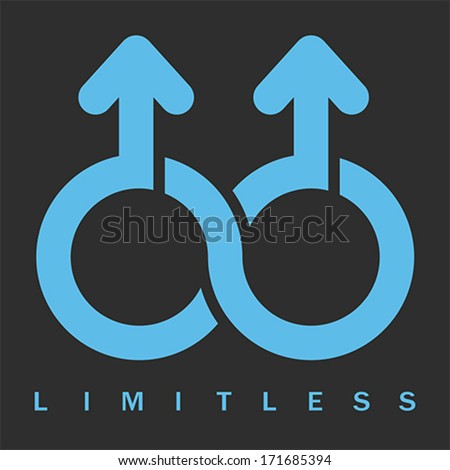 Double male Limitless symbol, vector