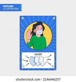 Double masking for Covid-19 protection. Wear mask illustration
