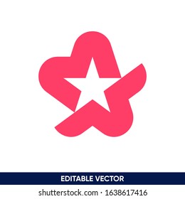 double meaning initial monogram letter M with star logo