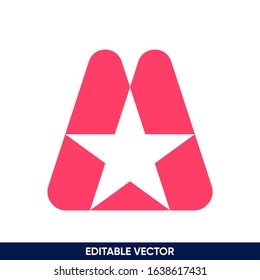 double meaning initial monogram letter M with star logo