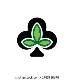 Double Meaning Logo Combination of cannabis leaves and Poker leaves curly