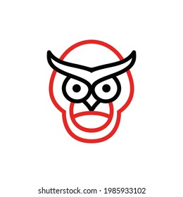 Double Meaning Logo Combination of monkey and Owl with style line art