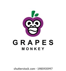 Combinación de logotipos de doble significado de monos y uvas