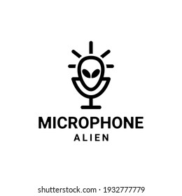 Diseño de logotipo de doble significado Combinación de micrófono y ajeno