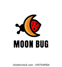 Double Meaning Logo Design Combination of Moon and Bug. Abstract emblem, design concept, logo, logotype element