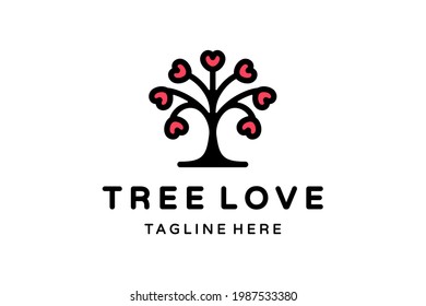 Double Meaning Logo Design Combination of Tree And Love Icon