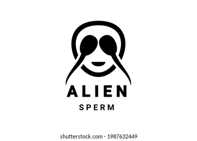 Double Meaning Logo Design Combination of Face Alien And Sperm
