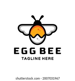 Double Meaning Logo Design Combination of Bee and Egg