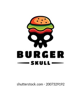 Double Meaning Logo Design Combination of Burger and Skull