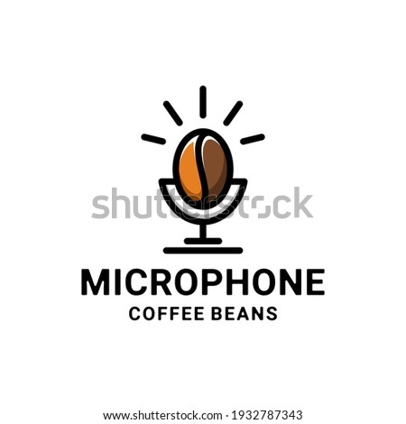 Double Meaning Logo Design Combination of microphone and coffee beans