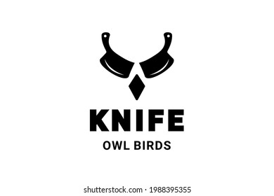 Double meaning logo design which forms knife owl