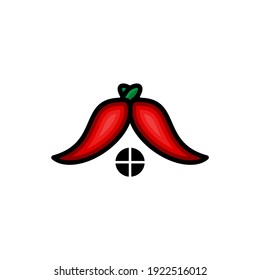 Double meaning logo which forms chili home. Abstract emblem, design concept, logo, logotype element