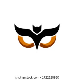 Double meaning logo which forms bat owl. Abstract emblem, design concept, logo, logotype element