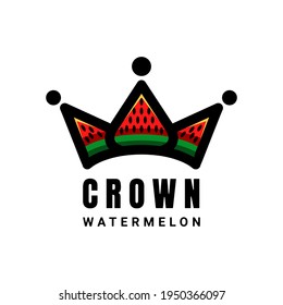 Double meaning logo which forms crown and watermelon. Abstract emblem, design concept, logo, logotype element