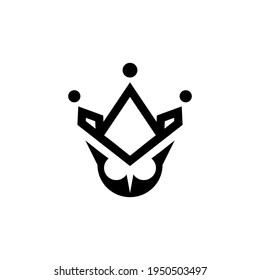 Double meaning logo which forms owl crown. Abstract emblem, design concept, logo, logotype element