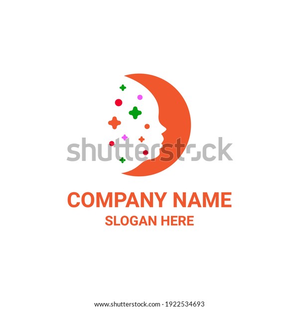 Double meaning logo which\
forms face moon. Abstract emblem, design concept, logo, logotype\
element