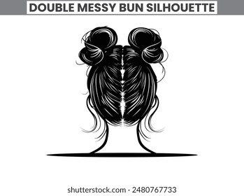 Double Messy Bun Silhouette Bundle Messy Bun Hair Illustration clipart Silhouette, For T-Shirt Design, Mug, Tote Bag, Etc.