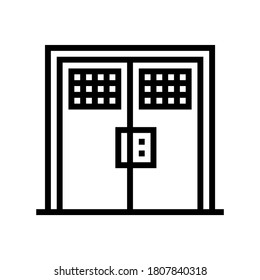 Doppelmetallische Gefängnisschlange Symbol Vektorgrafik. Doppelmetallisches Türschild. isoliertes Kontursymbol