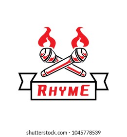 double microphone crossed with fire vector illustration for rap battle competition