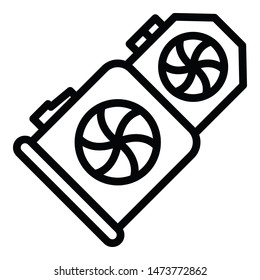 Double mining video card icon. Outline double mining video card vector icon for web design isolated on white background