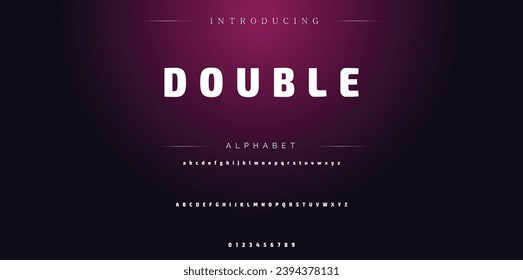 Doppelter moderner Schriftart. Sans Serif Font. Regular Italic Uppercase Kleinschreibung Große Typografie Alphabet Schriftarten für Mode, Sport, Technologie, Digital, Film, Logo-Design, Vektorgrafik