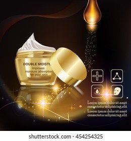 Double moisture cream, Improves moisture absorption for skin in the gold jar