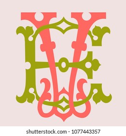 Double Monogram E & V vector clip art wedding sign