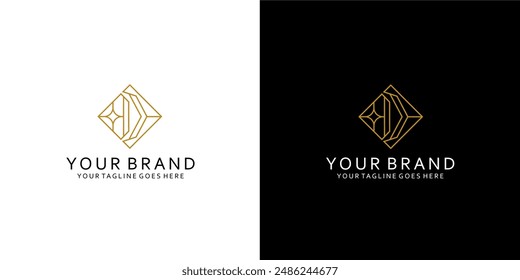 A double monogram logo forms a unique geometric line beam like a monoline giving a simple, elegant, elegant and minimalist impression 