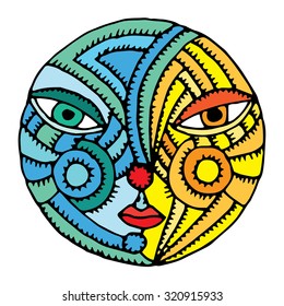 double Moon face illustration