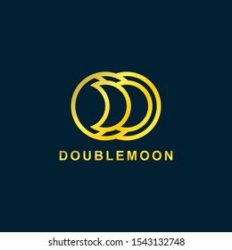 Double Moon Logo Design on Dark Background