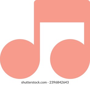 Double musical note. Pink flat design element. Pop art double note holiday icon. Christmas event element. Simple flat vector icon isolated on white background