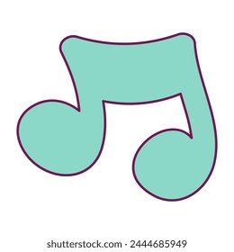 Double musical summer song note. Bright illustration for design of festive spring banner. Flat vector element in thin stroke isolated on white background