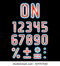 Double neon font White outside Red inside part 2 of 2, Numbers and symbols